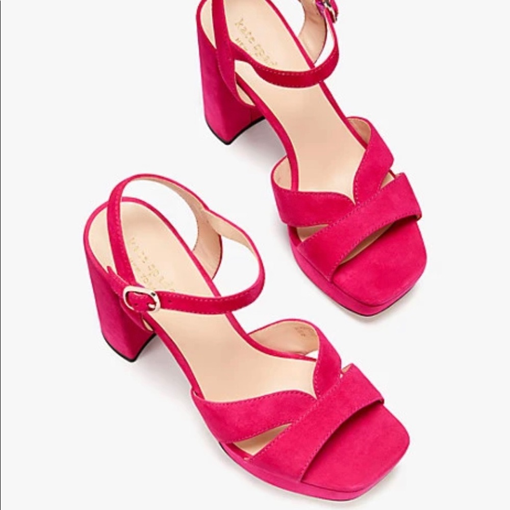 NIB Kate Spade Delight True Suede Platform Sandal Sz. 9 Magenta Crush  SOLD OUT